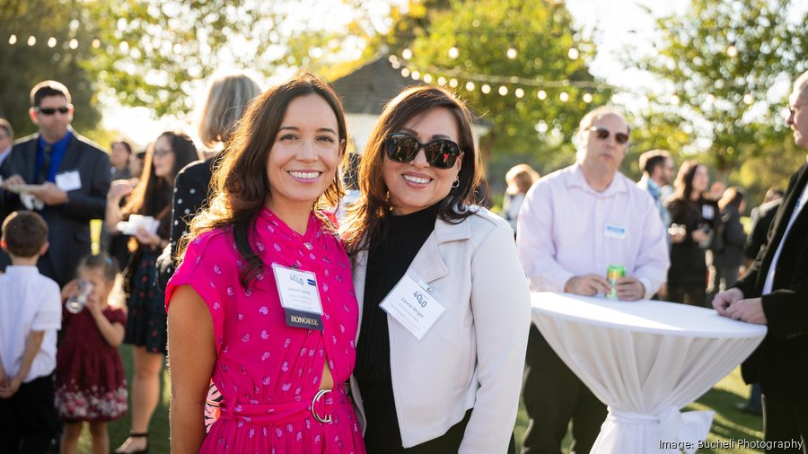 Guests attending an outdoor celebration event at The Pavilion at Haggin Oaks with cocktail tables, string lights, and garden-style gathering space in Sacramento.