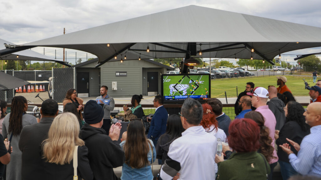 People at a Networking Event at Haggin Oaks's The Hang Out at the Driving Range.
